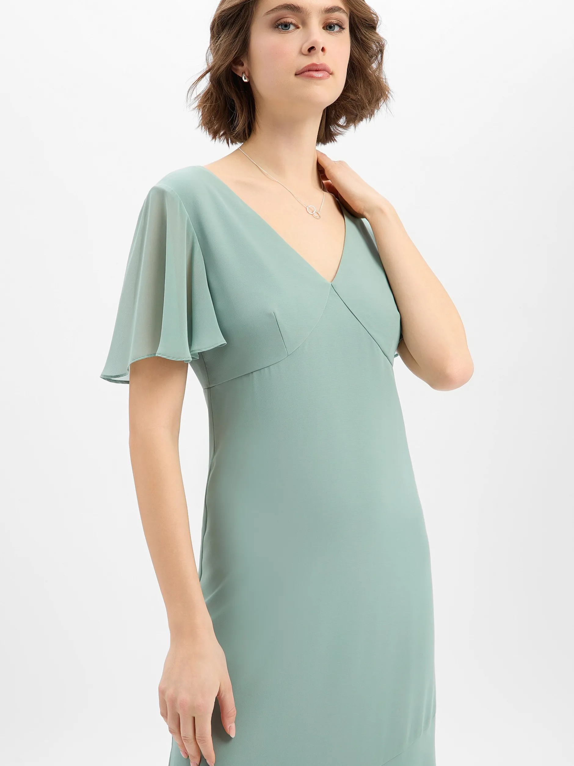 Marie Lund Damen Abendkleid in lind - Ärmel: kurzarm