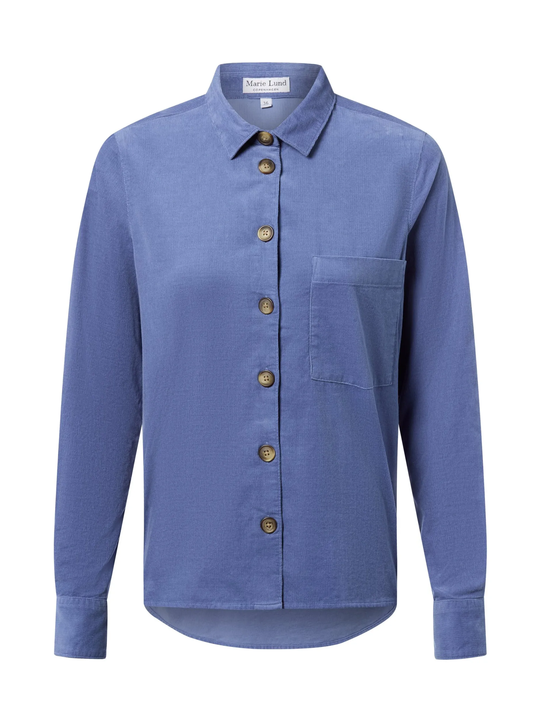 Marie Lund Damen Cordbluse in blau - Ausschnitt: Kent