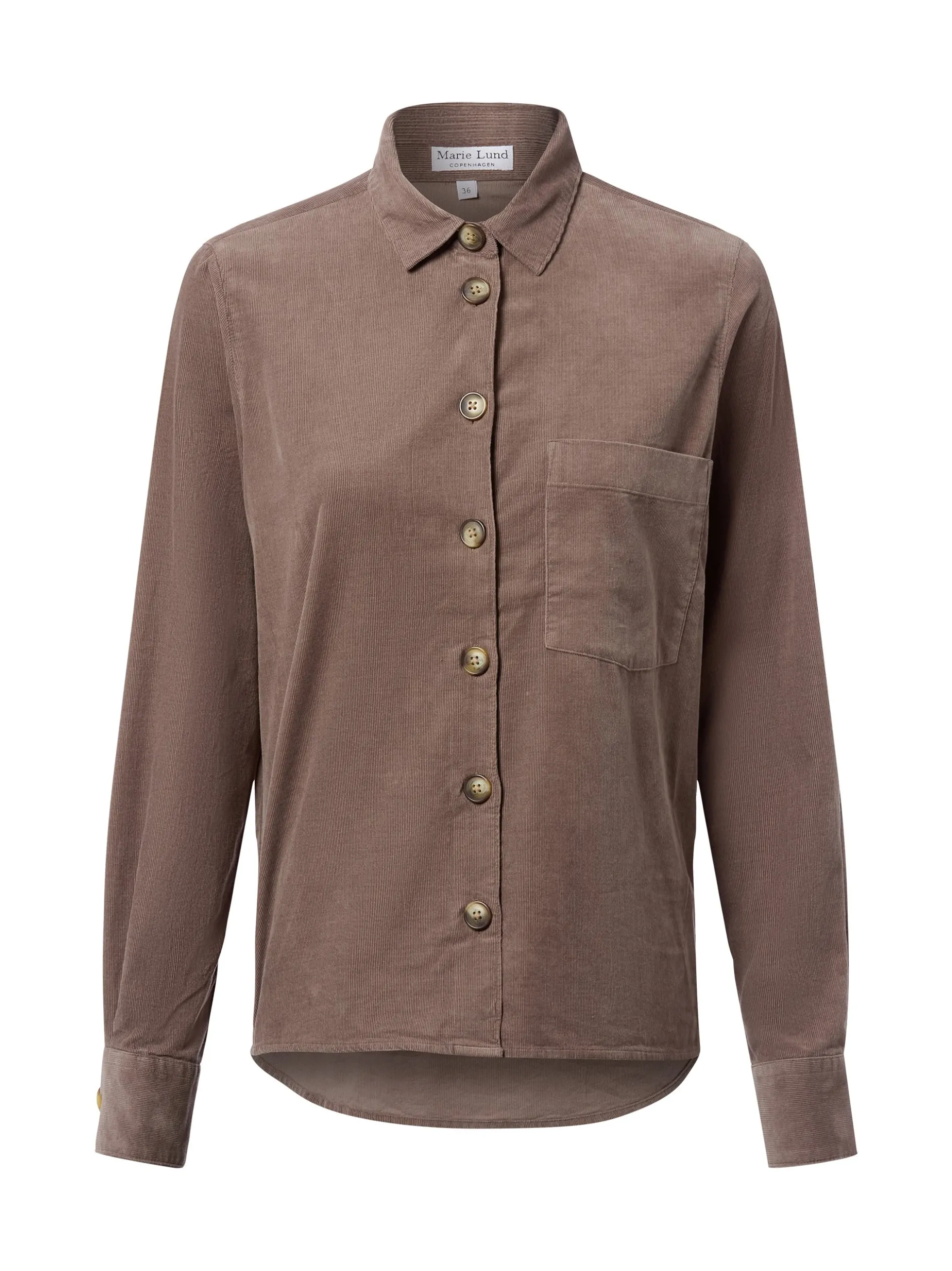Marie Lund Damen Cordbluse in grau - Ausschnitt: Kent