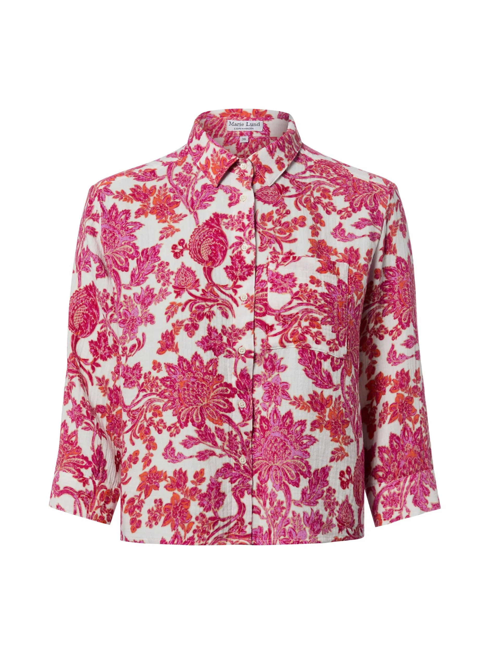 Marie Lund Damen Hemdbluse in pink weiß - Ärmel: langarm