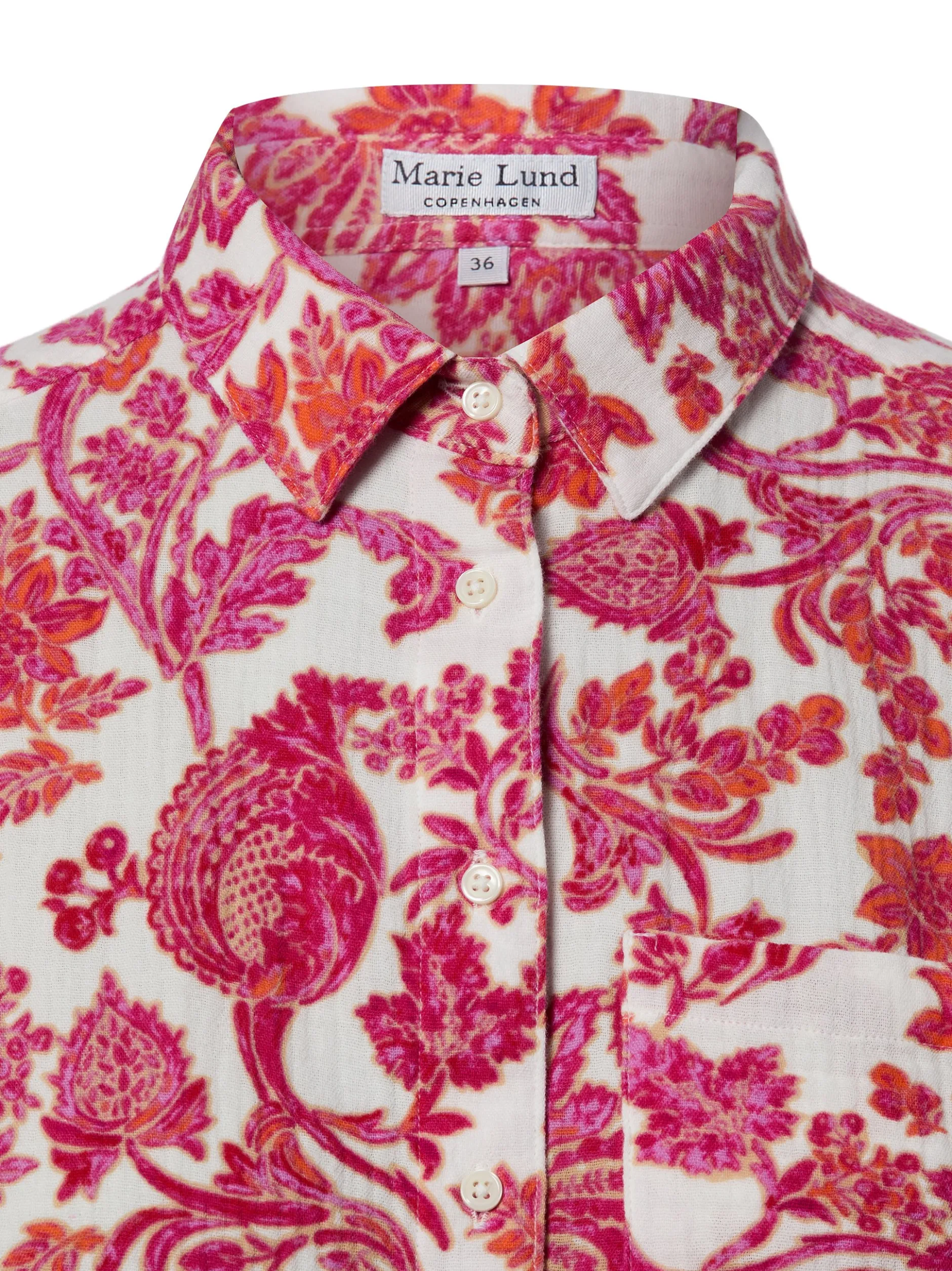Marie Lund Damen Hemdbluse in pink weiß - Ärmel: langarm
