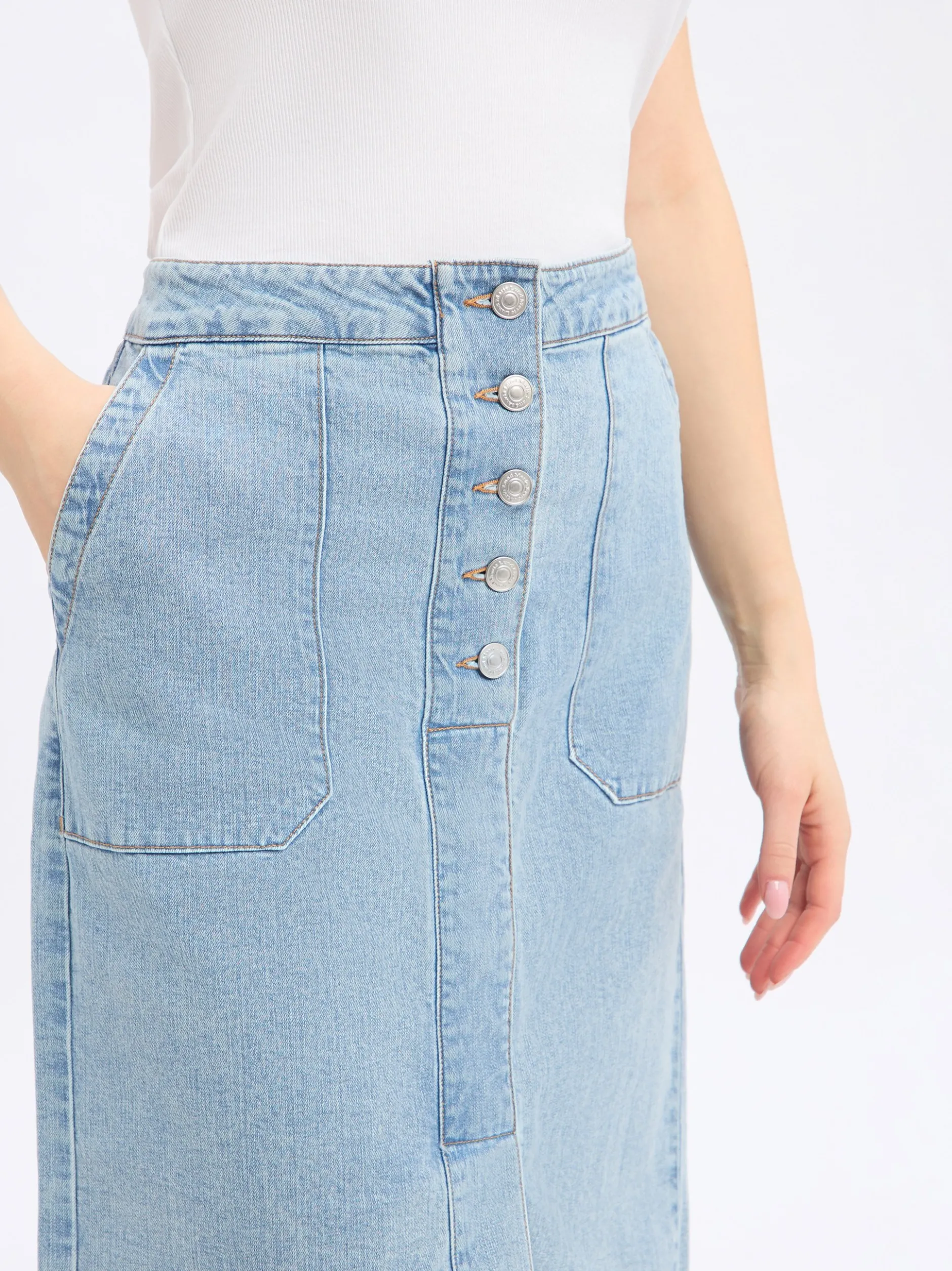 Marie Lund Damen Jeansrock in light stone