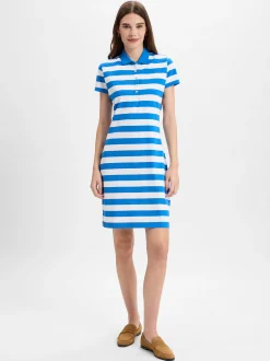 Marie Lund Damen Kleid in blau weiß - Ärmel: kurzarm
