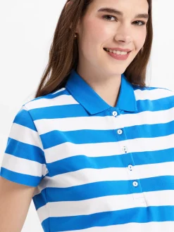 Marie Lund Damen Kleid in blau weiß - Ärmel: kurzarm