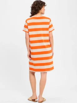 Marie Lund Damen Kleid in orange beige - Ärmel: kurzarm