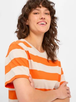 Marie Lund Damen Kleid in orange beige - Ärmel: kurzarm
