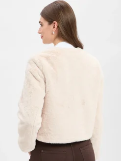 Marie Lund Damen Kunstfelljacke in sand