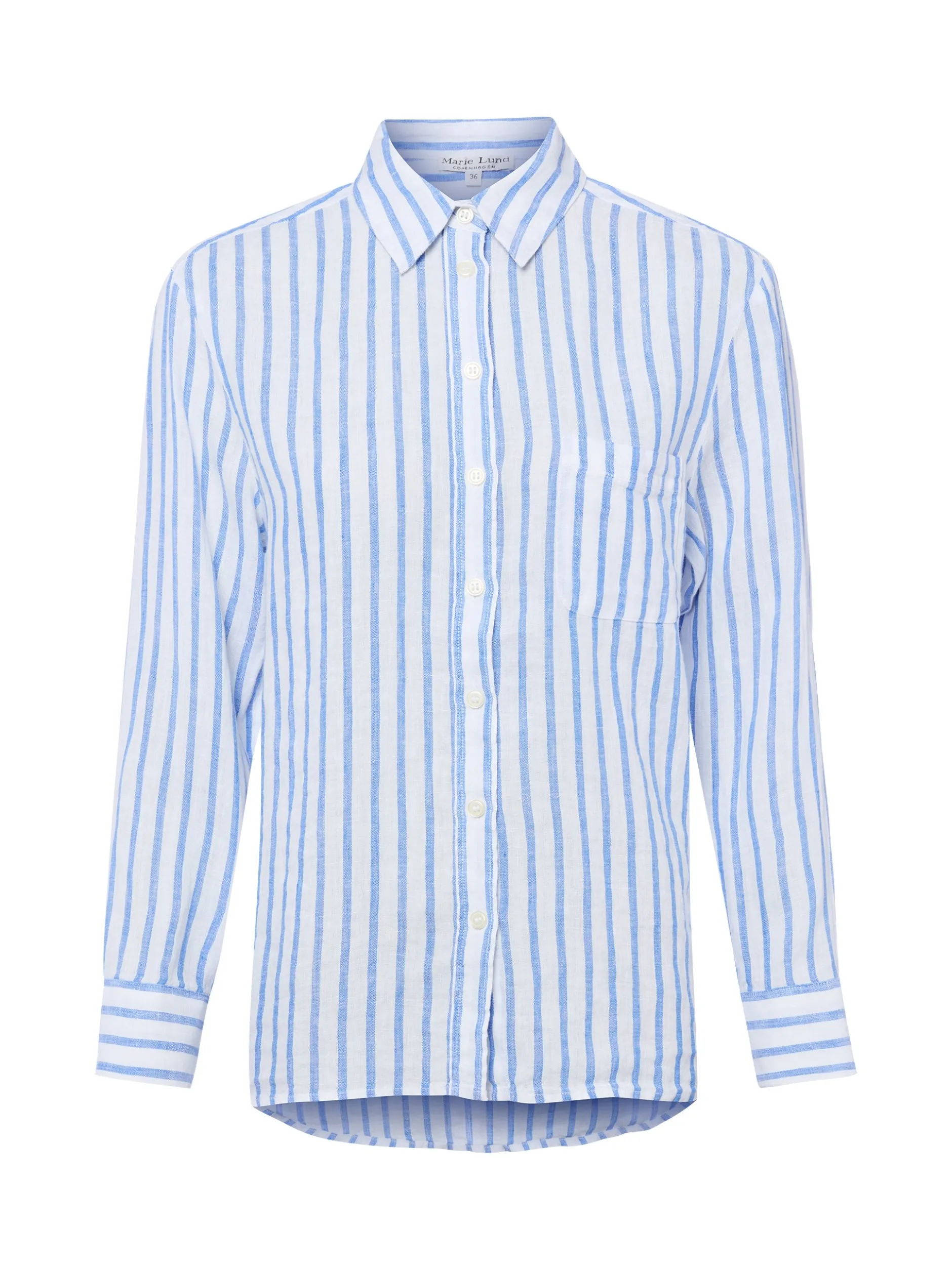 Marie Lund Damen Leinenbluse in weiß blau