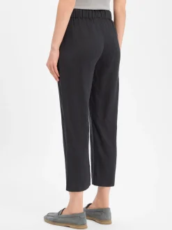 Marie Lund Damen Leinenhose in schwarz - Länge: verkürzt