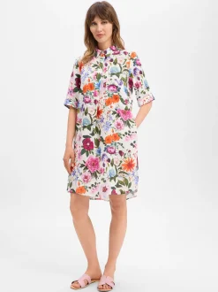 Marie Lund Damen Leinenkleid - Lisa in mehrfarbig grün