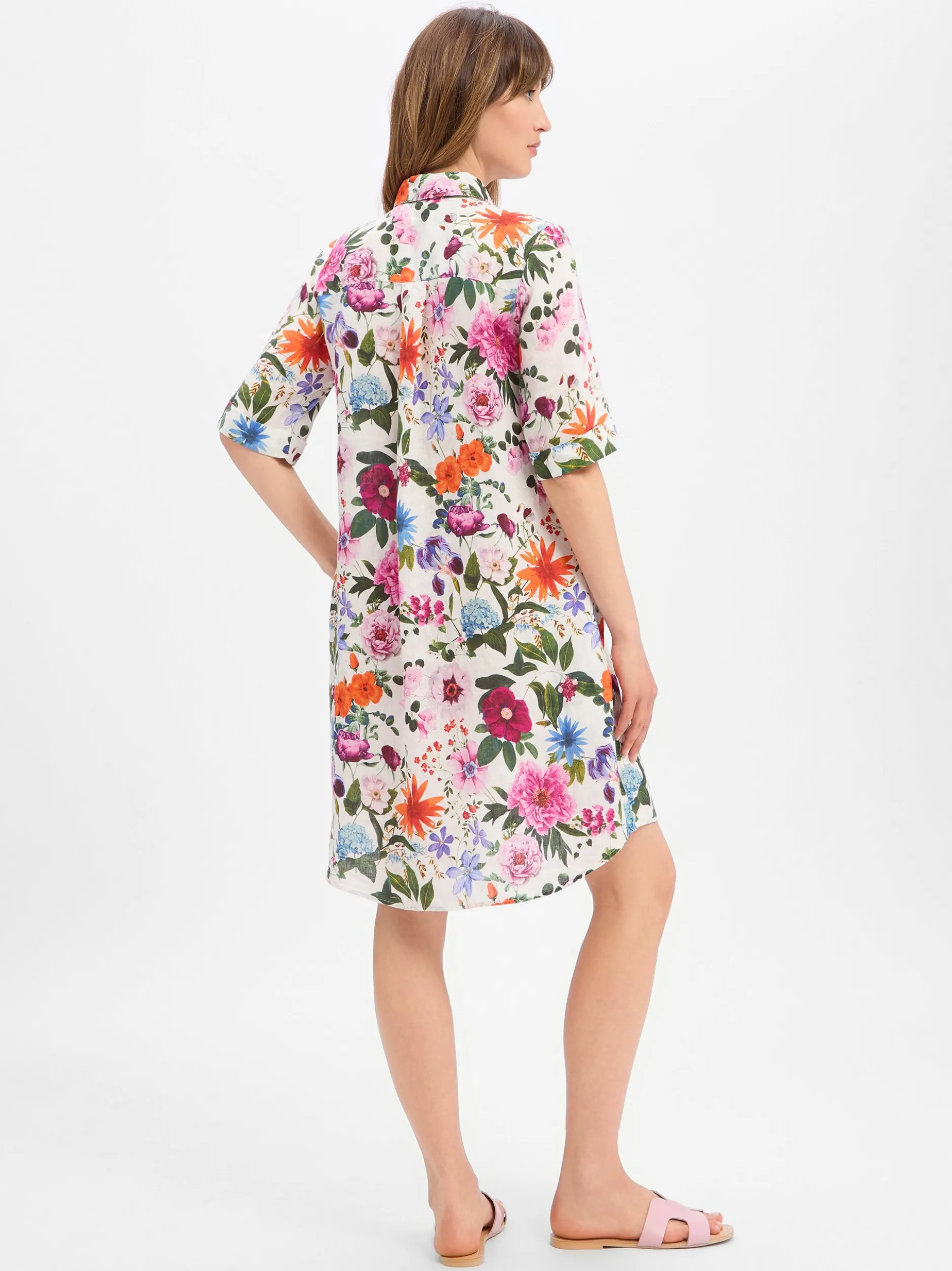 Marie Lund Damen Leinenkleid - Lisa in mehrfarbig grün