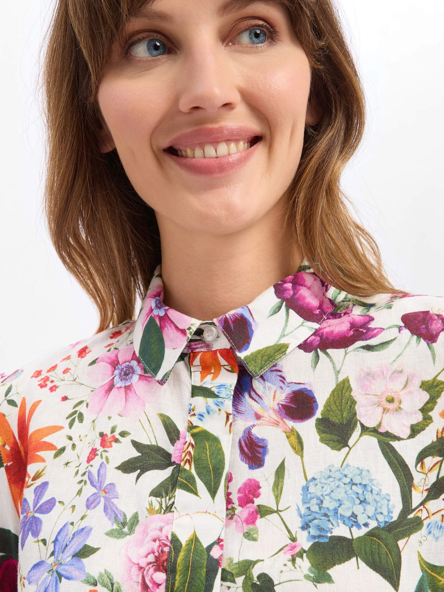 Marie Lund Damen Leinenkleid - Lisa in mehrfarbig grün