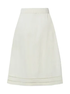 Marie Lund Damen Midirock mit Leinen in ecru