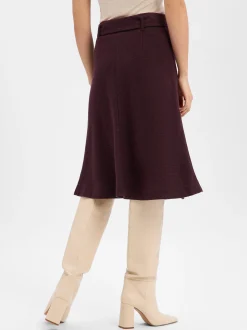 Marie Lund Damen Midirock mit Wolle in aubergine