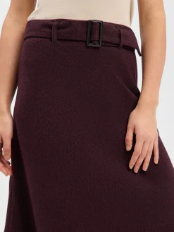 Marie Lund Damen Midirock mit Wolle in aubergine