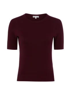 Marie Lund Damen Pullover in bordeaux - Ärmel: kurzarm
