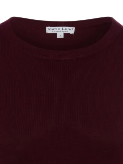 Marie Lund Damen Pullover in bordeaux - Ärmel: kurzarm