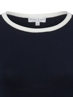 Marie Lund Damen Pullover in marine - Ärmel: kurzarm
