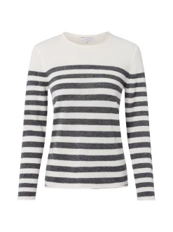 Marie Lund Damen Pure Cashmere Pullover in ecru anthrazit