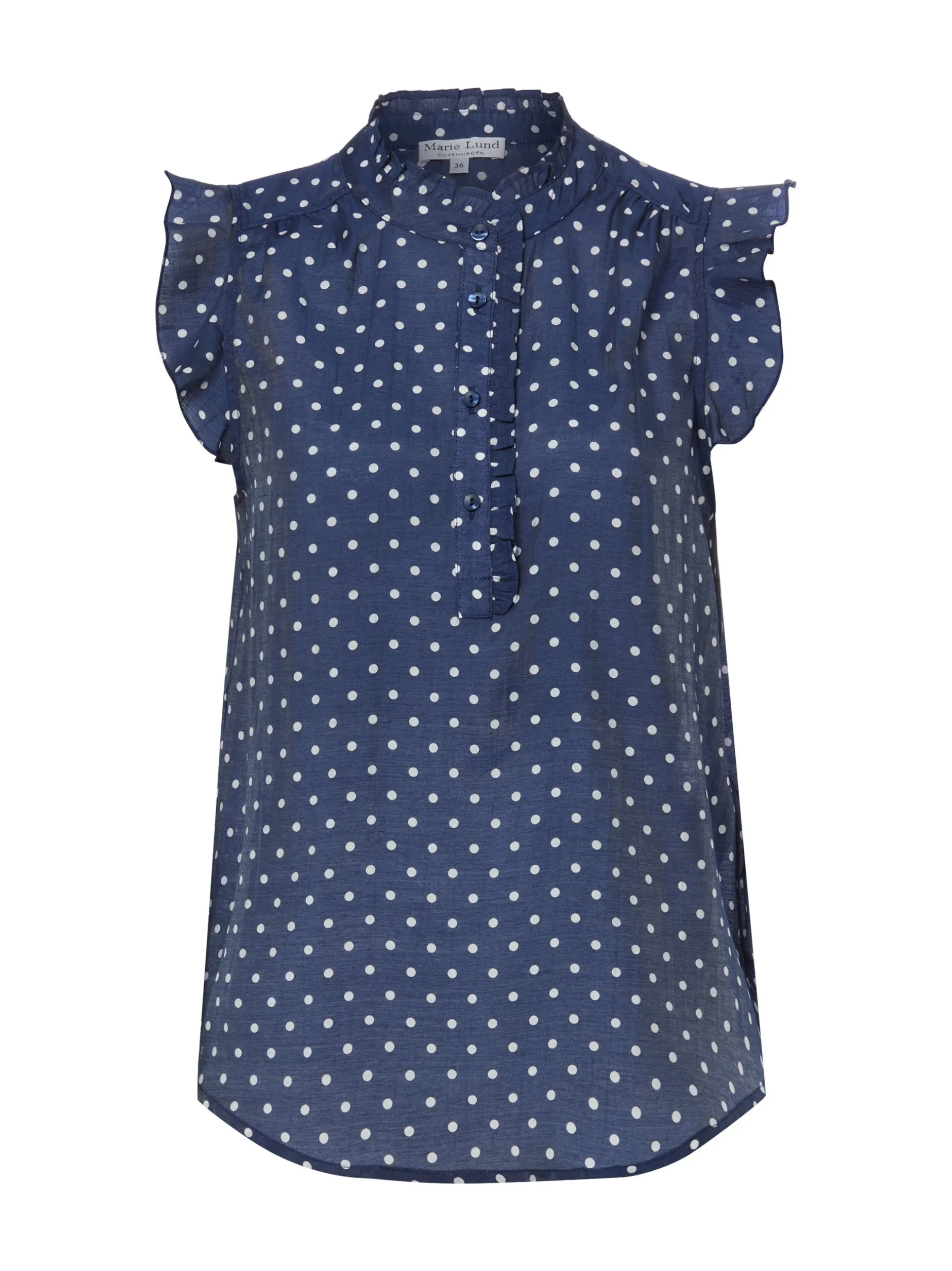 Marie Lund Damen Rüschenbluse in marine weiß