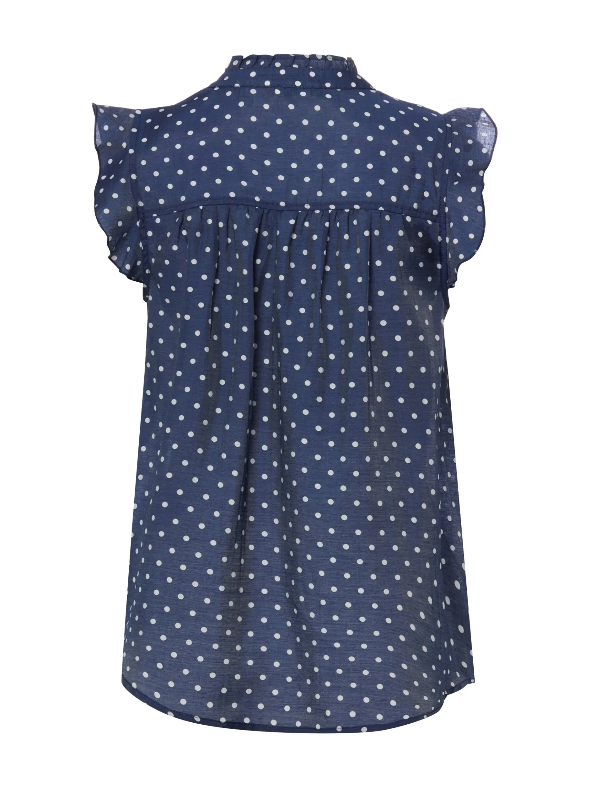 Marie Lund Damen Rüschenbluse in marine weiß