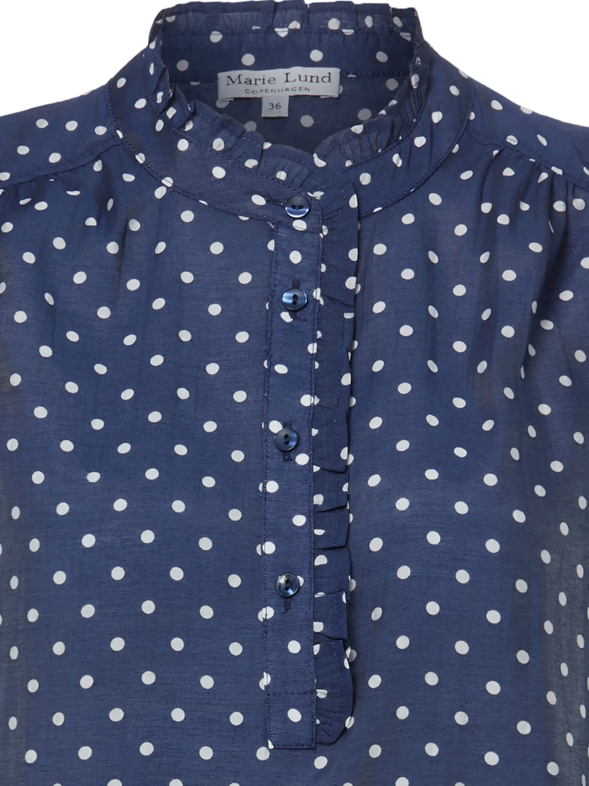 Marie Lund Damen Rüschenbluse in marine weiß