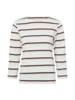Marie Lund Damen Shirt in ecru schoko - Ärmel: 3/4 Arm