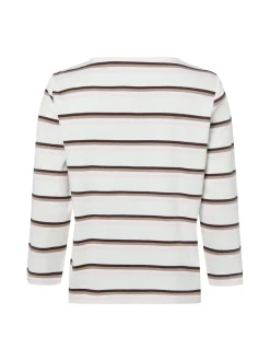 Marie Lund Damen Shirt in ecru schoko - Ärmel: 3/4 Arm