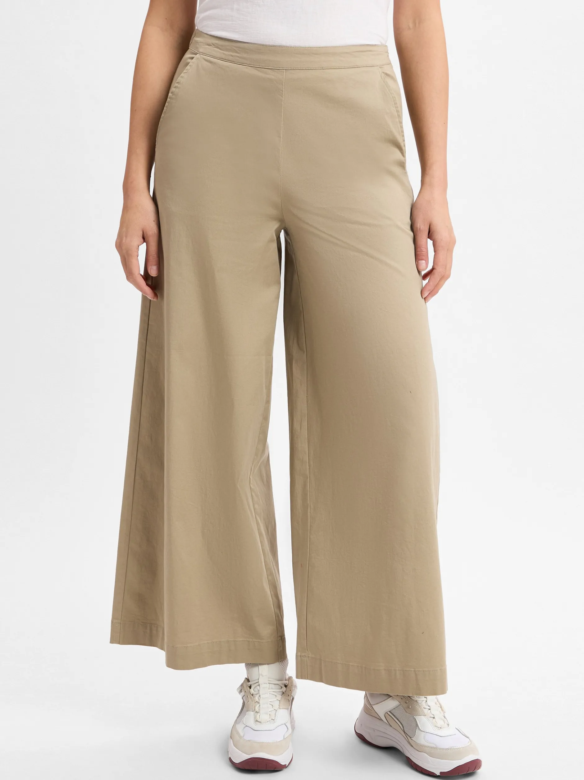 Marie Lund Damen Stoffhose in beige - Länge: lang