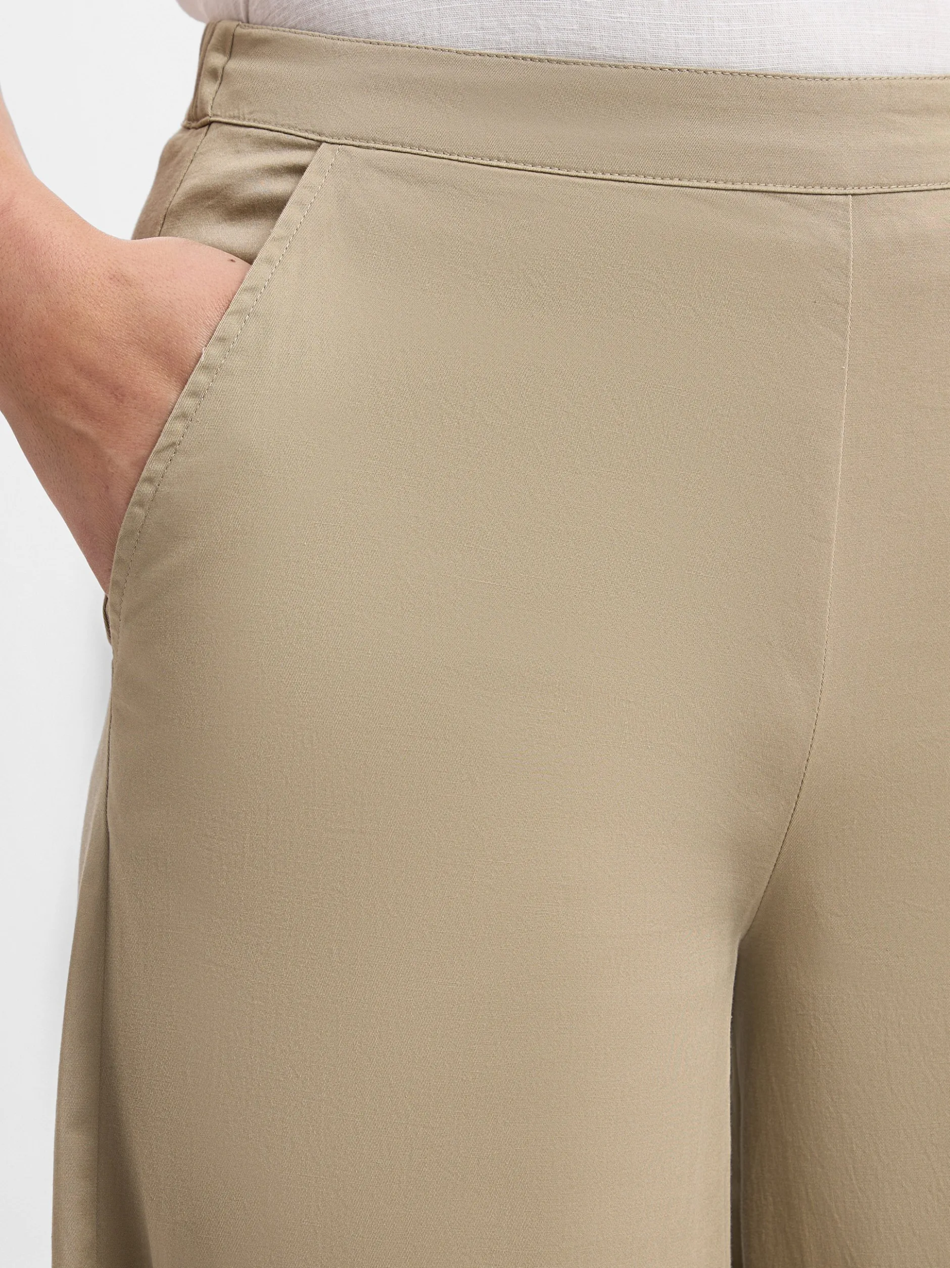 Marie Lund Damen Stoffhose in beige - Länge: lang