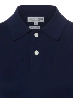 Marie Lund Damen Strick-Poloshirt in indigo