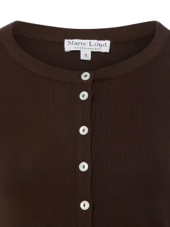 Marie Lund Damen Strickshirt in schoko - Ärmel: langarm