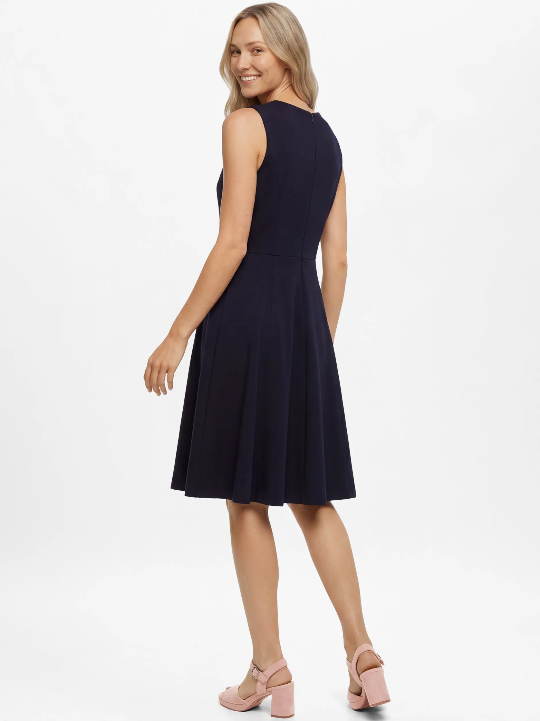 Marie Lund Damen Sweatkleid in marine - Ärmel: ohne Arm