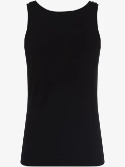 Marie Lund Damen Top in marine - Ausschnitt: Rundhals