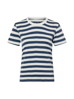 Marie Lund Damen T-Shirt in indigo ecru - Ärmel: kurzarm
