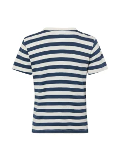 Marie Lund Damen T-Shirt in indigo ecru - Ärmel: kurzarm