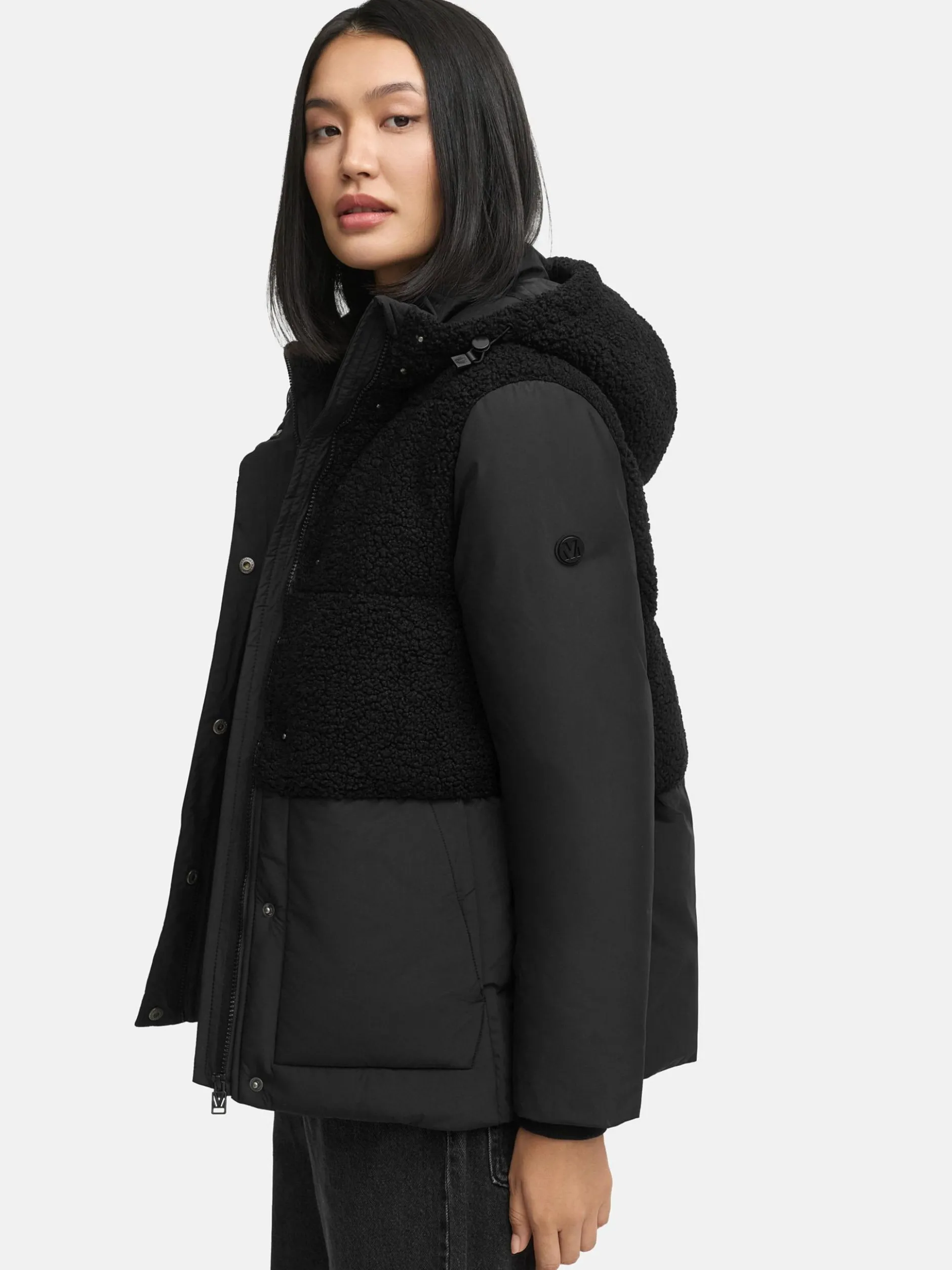 Marikoo Damen Plüschjacke - Sheeta 16 in schwarz