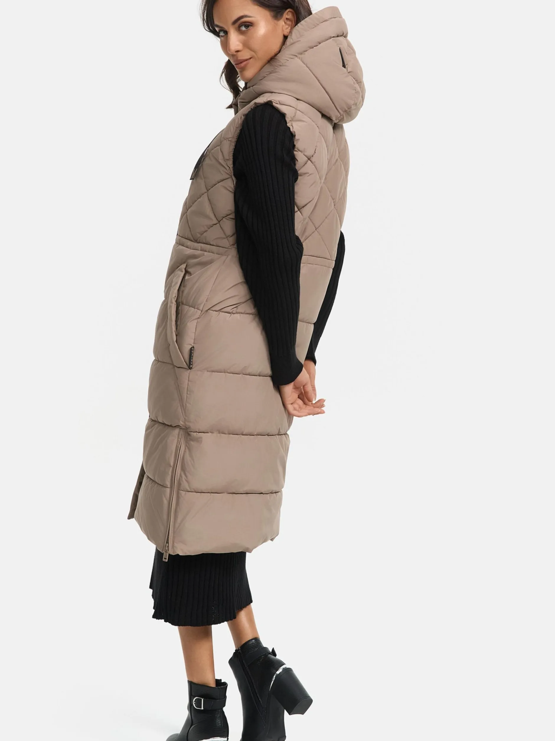 Marikoo Damen Steppweste - Narikaa 16 in taupe