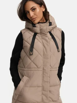 Marikoo Damen Steppweste - Narikaa 16 in taupe