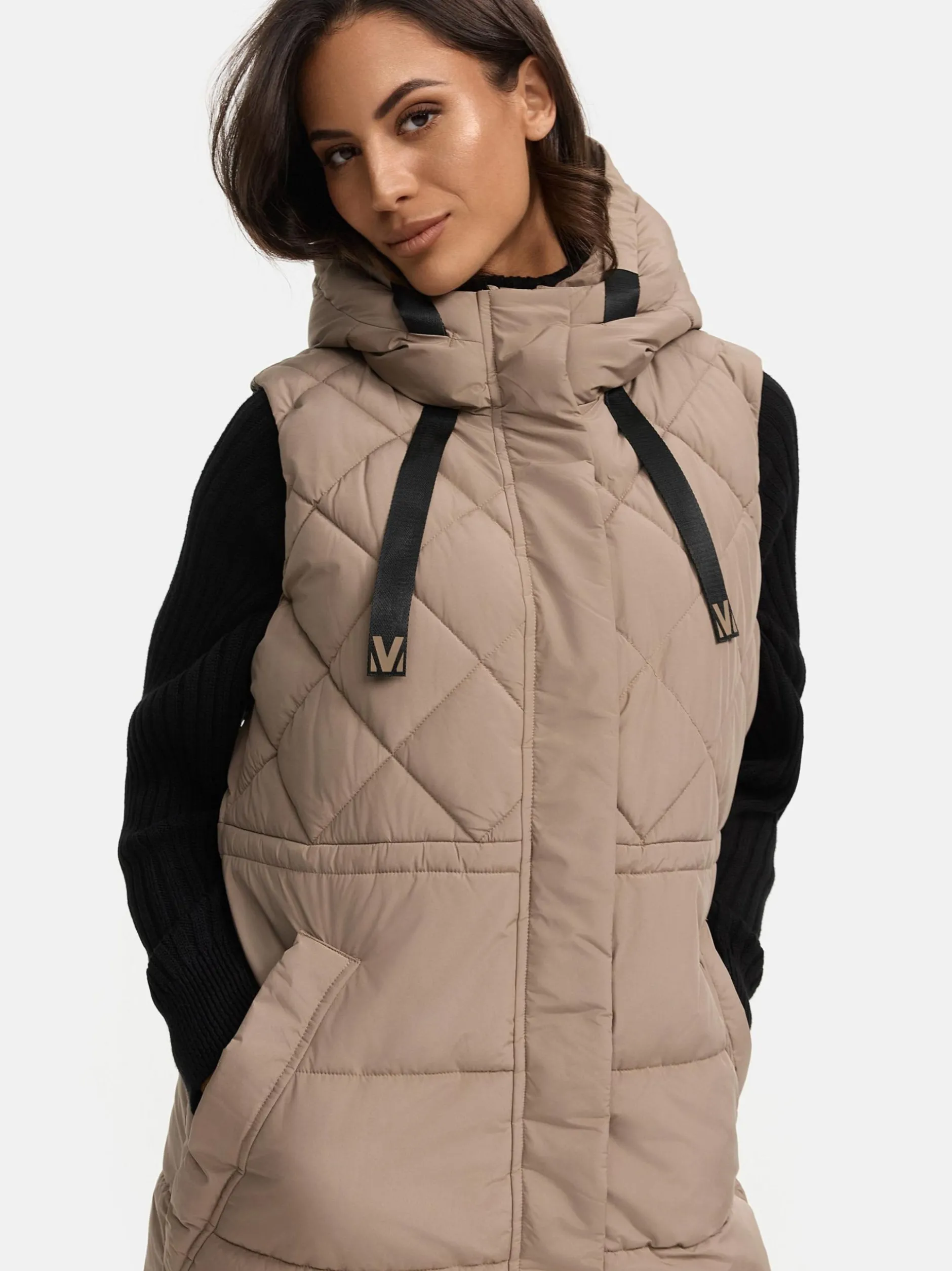 Marikoo Damen Steppweste - Narikaa 16 in taupe
