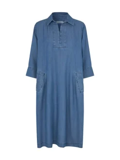 Masai Damen Jeanskleid in blau - Ausschnitt: Polokragen