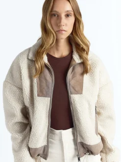 Maze Damen Kunstfelljacke in grau