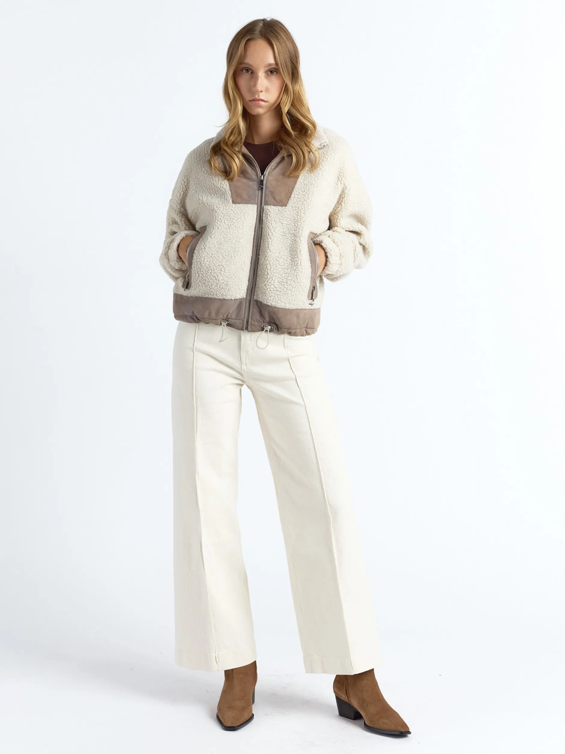 Maze Damen Kunstfelljacke in grau
