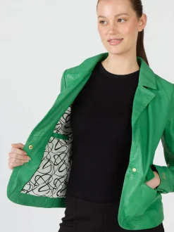 Maze Damen Lederblazer in grün