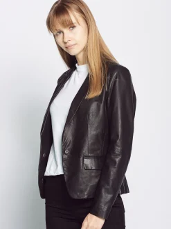 Maze Damen Lederblazer in schwarz