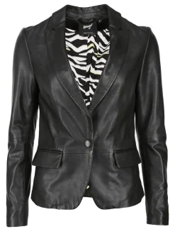 Maze Damen Lederblazer in schwarz
