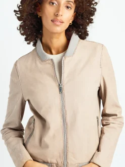 Maze Damen Lederblouson in lila