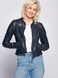 Maze Damen Lederjacke in blau