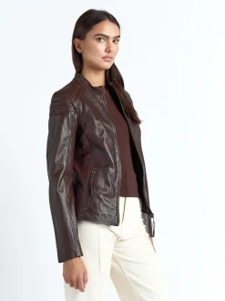 Maze Damen Lederjacke in braun
