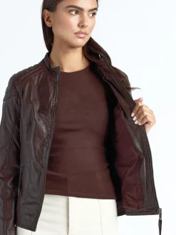 Maze Damen Lederjacke in braun